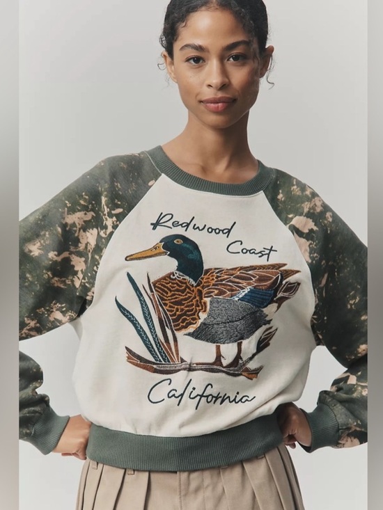 Anthropologie Tops - Anthropologie The Niki Bubble Sweatshirt by Pilcro Redwood Coast California Duck